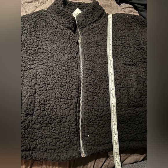 Express Cropped Fleece Teddy Jacket XS Black - Picture 4 of 5